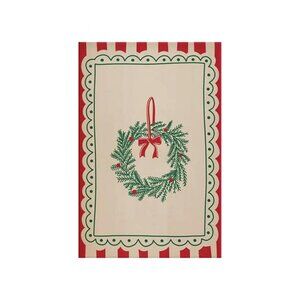 Christmas Wreath Bow Berries Unframed Canvas Wall Art  24" X 36"